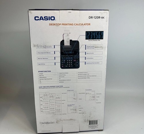 Casio Heavy Duty Printing Calculator Black Desktop DR-120 - NEW - Picture 2 of 2
