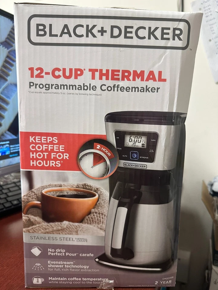 BLACK+DECKER 12-Cup Thermal Programmable Coffeemaker, Black/Silver, CM2035B - Image 4 of 4