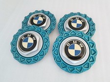 4x BMW E30 Nabendeckel Felgendeckel türkis 14" Kreuzspeiche