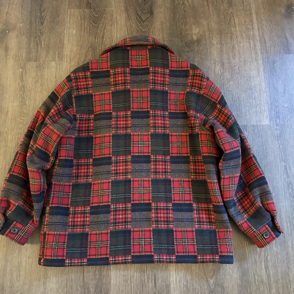 Chaqueta de Colección Banana Republic Chore con Cremallera para Hombres Pequeña Roja Lana a Cuadros Unisex Foto 2 de 4