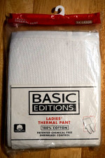 VTG BASIC EDITIONS LADIES WHITE COTTON THERMAL PANT/SIZE 3X-LARGE/NEW/NOS