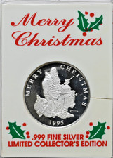Tarjeta moneda de plata pura Norman Rockwell 1995 Feliz Navidad Continental Van Nuys