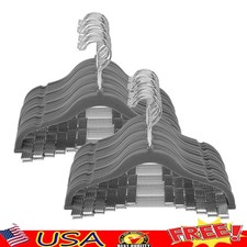 Kids Velvet Hangers Non-Slip Durable Clothes Hangers W/ Clips Closet Space New