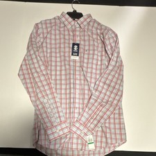 NWT IZOD Men's LT Big  Tall Plaid Long Sleeve Button-Up Shirt Red Blue