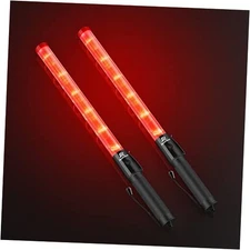  Traffic Wand, 21 Inch Led Traffic Control Wands with 2 Flashing 2 Pack Red