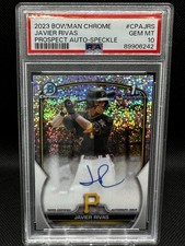 Bowman 2023 Chrome Javier Rivas Prospect Auto Speckle /299 CPA-JRS PSA 10 