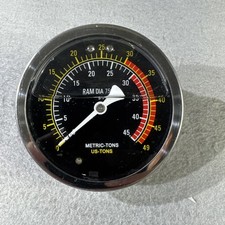 RAM DIA 75 MM Hydraulic Pressure Gauge 4 1/4" Dial Stainless Steel 1/2" BSP