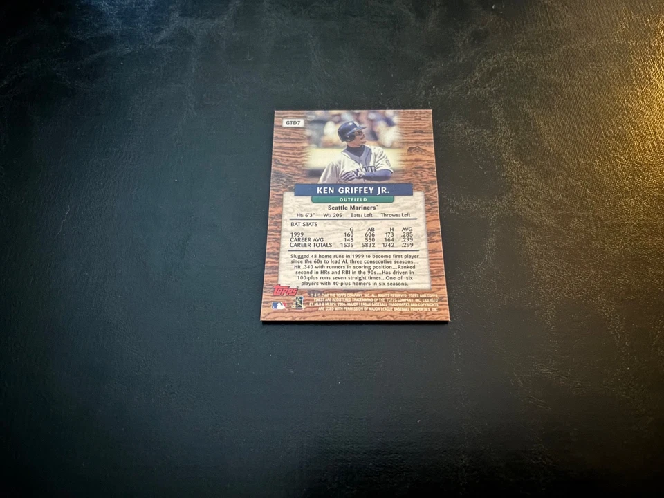 KEN GRIFFEY JR. 2000 TOPPS FINEST GOING THE DISTANCE INSERT REFRACTOR #7 MINT - Image 2 of 2