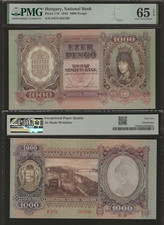 HUNGARY 1000 Pengo 1943, P-116, PMG 65 EPQ Gem UNC, Large & Pretty Banknote