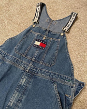 Y2K Vintage Tommy Hilfiger Denim Overall Blue Solid Cotton Size L