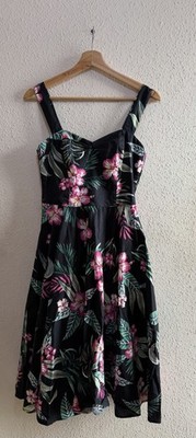 Hell Bunny Kalani Swing Kleid Hawaii Hibiskus Vintage Style Retro Small UK 10 