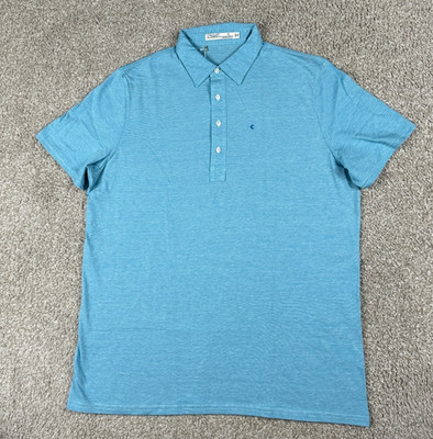 Criquet Polo Shirt Mens XL Blue Solid Short Sleeve Organic Cotton Casual Golf