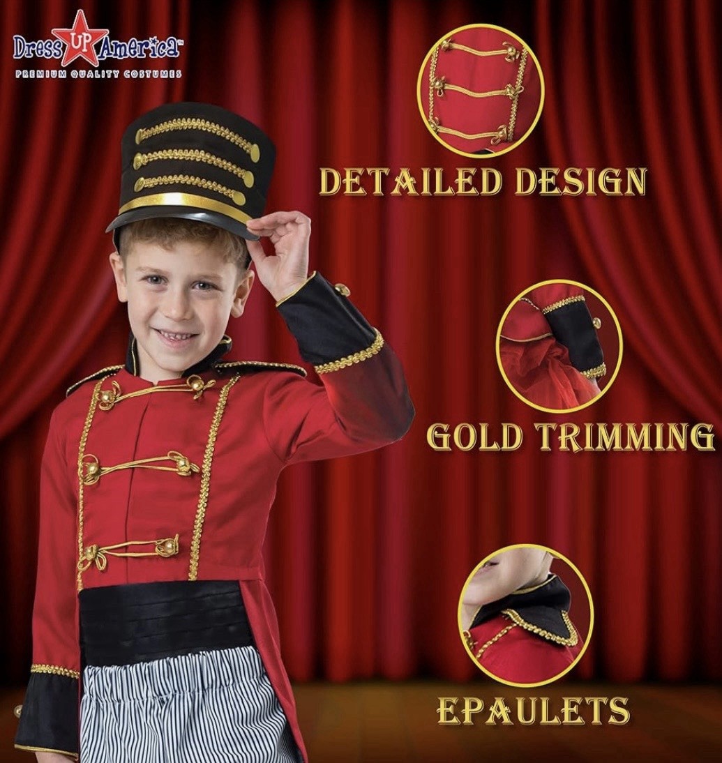 Dress-Up-America Nutcracker Costume for Kids - Toy Soldier Uniform Dress Up
