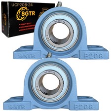 2 Pack Premium Heavy Duty UCP208-24 Pillow Block Bearing , 1-1/2 inch Bore