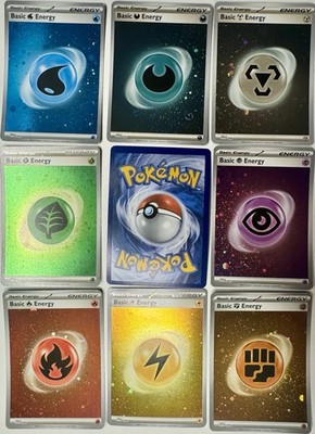 Pokemon 151 Energy Cosmos Holo Set Lot NM Complete Lot Of 8 Cards Holo Swirls