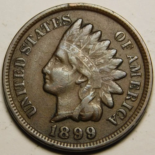 1899 Indian Head Cent VF - EF  "Not Cleaned -Actual Coin Pictured"