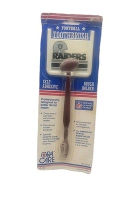 Vintage Raiders NFL Football Toothbrush With Goal Post Brush Holder 1987 New