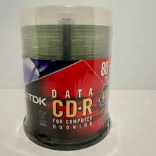 TDK Data CD-R Computer Burning Disks Pack of 100 Disks Sealed Unopened