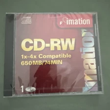 Imation CD-RW 1x-4x 74 Min/650 MB Compatible Disc w/ Jewel Case New & Sealed