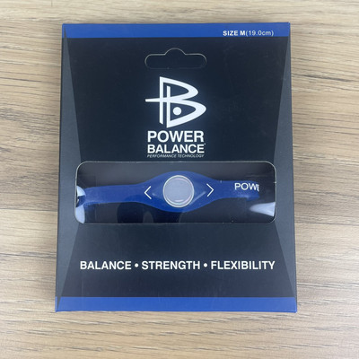 Power Balance Band - Blue with White Words - Size Medium - 19.0cm - Brand New
