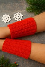 Chunky Knitted Wrist Cuffs - Handmade Wool Hand Warmers
