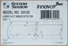 System Sensor D4120 4 Wire Photoelectric Duct Smoke Detector - SAME DAY SHIPPING