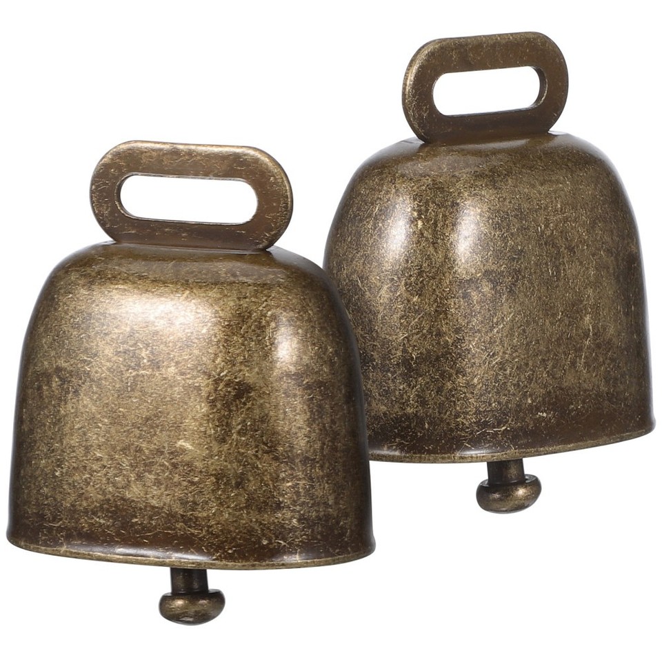Two Bell Shape 2Pcs Cowbells Noisemaker Shape Calling Bell with Handle for Outdoor ...