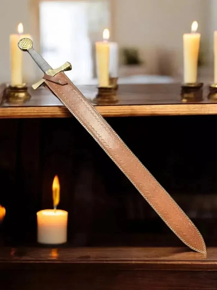 Espada Excalibur hecha a mano de acero inoxidable/espada Rey Arturo con funda de cuero Foto 3 de 4