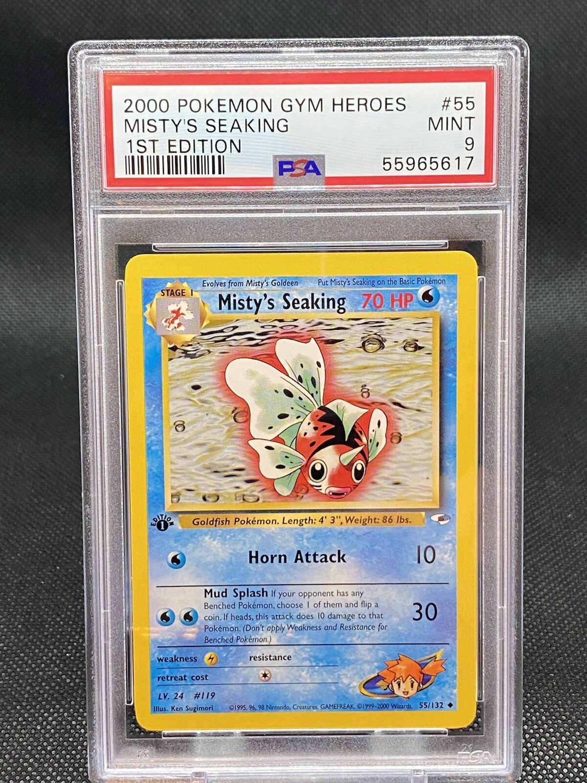 Pokemon Gym Heroes #55 - Misty's Seaking - MINT - 1st Edition - PSA 9!