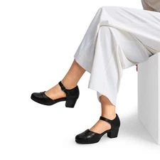 Women Ankle Strap Round Toe Low Chunky Block Heel Comfort Dress Pump Shoes