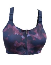 All in Motion Womens Black Purple High Support Racer Back Zip-Front Bra 36DD