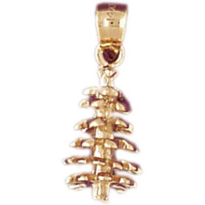 3D Pine Charm Pendant 14k Gold