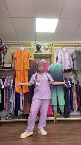 2Pcs/Set Summer Scrub Set Men Women Medical Uniforms V-Neck Top Straight Pants - Video 1 of 1