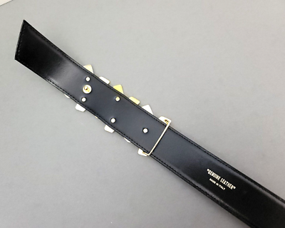 Paloma Picasso Triple Kiss Belt Wide Gold logo Black Leather  display picture 2