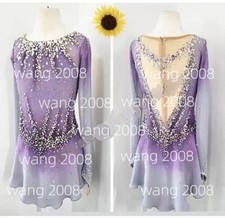 Adult Ice Skating Figure skating Dress Gymnastics Costume purple dyeing