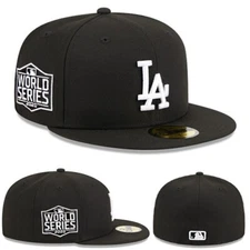 New Era L.A Dodgers Black Fitted Hat MLB 2020 World Series Patch Gray Under Cap