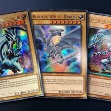 Blauäugiger Weißer Drache Set Neu! Ultra Rare Yugioh deutsch 3 Artworks