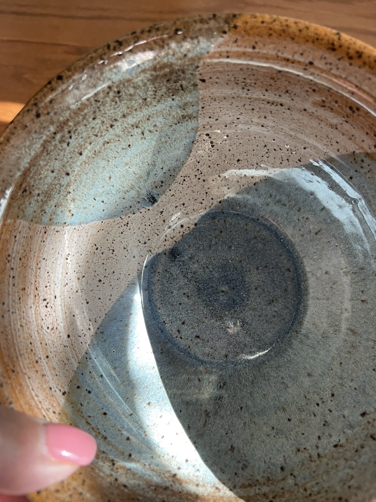 Studio pottery Brown Blue bowl signed Julie Williams ~6.5x3.5”