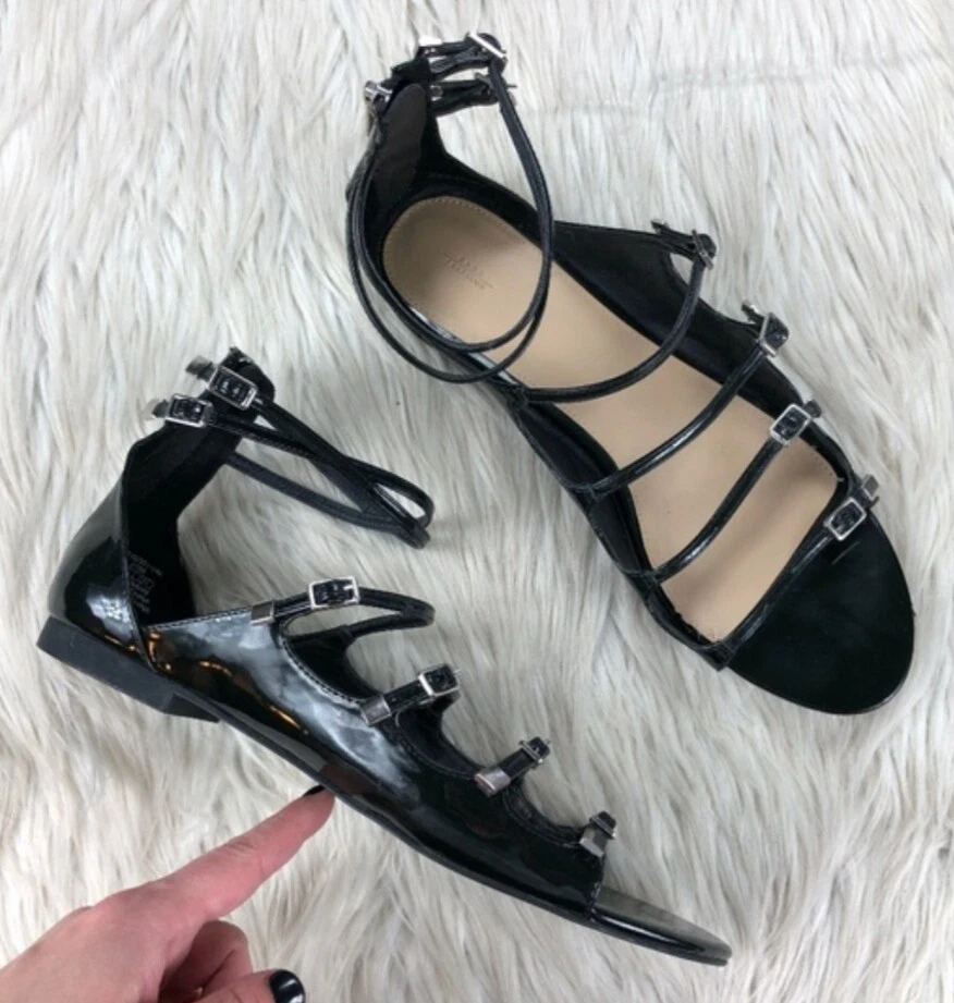 Zara black flat sandals 2025