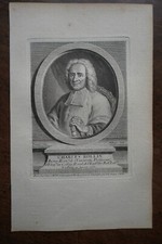 CHARLES ROLLIN . PORTRAIT. ORIGINAL ENGRAVING. 1760