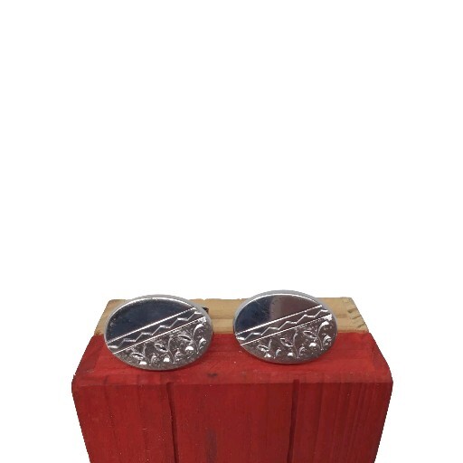 Foster Silver Tone Cufflinks Oval Brushed Silver … - image 1