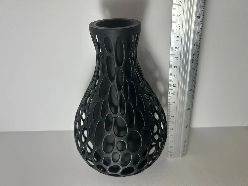 Moderne Designer-Vase in Schwarz – Dekovase mit organischer Netzstruktur, ca. 18 - Bild 2 von 4