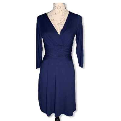 Three Dots 3/4 Length Sleeve V-Neck Dress