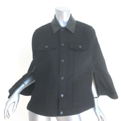 Givenchy Cape Jacket Black Leather-Trim Denim Size 36 | eBay
