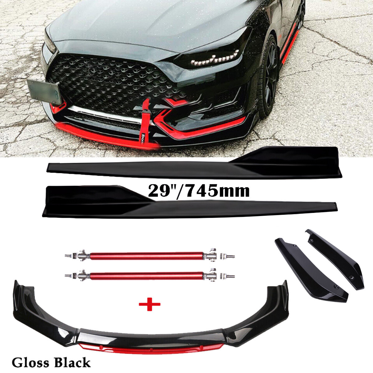 Front Bumper Lip Spoiler Splitter Rear Lip Side Skirt For Hyundai Veloster 2011-