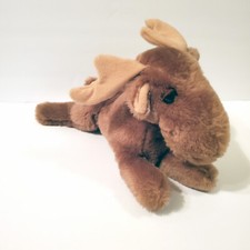 Vintage 1978 R Dakin Brown Laying Down Moose Plush Stuffed Animal 10"