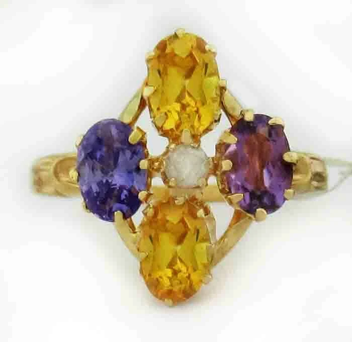 Amethyst and yellow topaz ring clearance