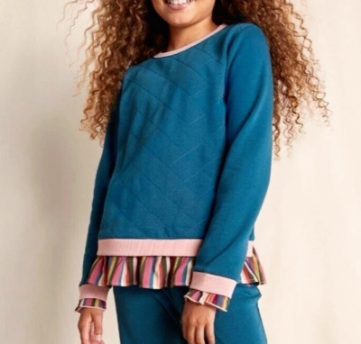 Matilda Jane Sz 14 Heart to Heart Happy Place Quilted Mixed Print Sweatshirt NWT