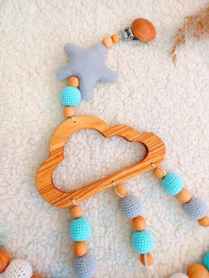 Cochecito Guirnalda Juguete Bebé Móvil Crochet Cochecito Juguetes Hecho a Mano Baby Shower Regalo Foto 3 de 4