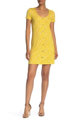 NWT Nordstrom Good Luck Gem L Ribbed Knit Stretch Yellow Floral